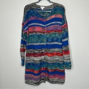 Sundance Petite Small Merino Blend Long Multi Colored‎ Cardigan Toggle Bohemian